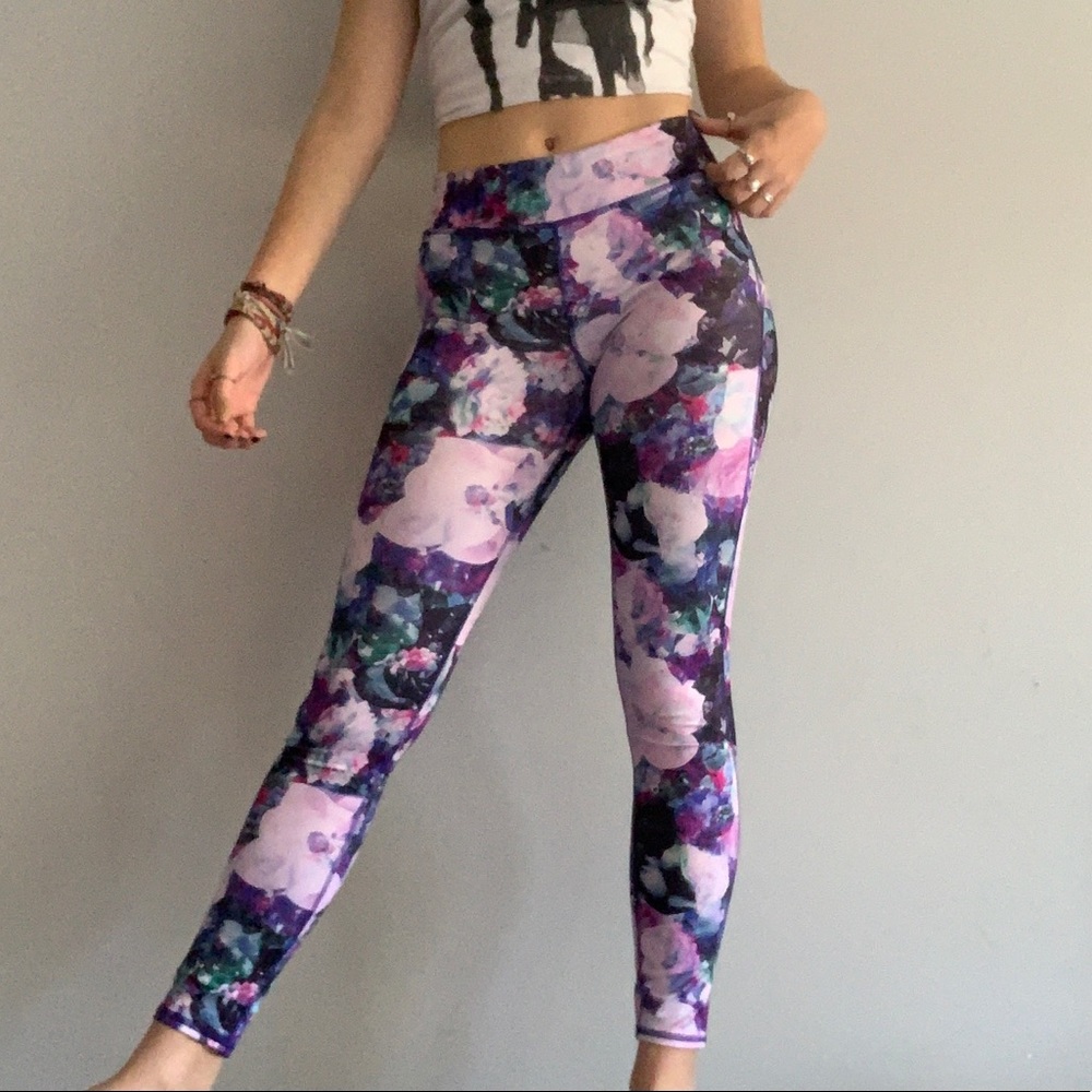 Flower Printed Multicoloured Athletic Leggings